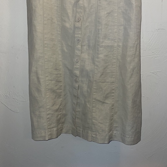 L.L Bean Woman's Signature Camp Shirt Linen Dress, Button-Front Sz L Knee Length - Picture 6 of 10
